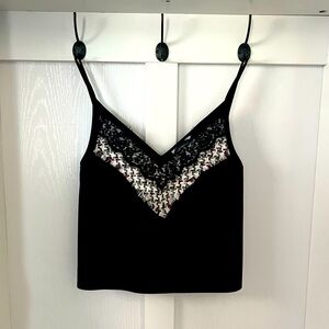 Zara spaghetti crop top suede like material with lace